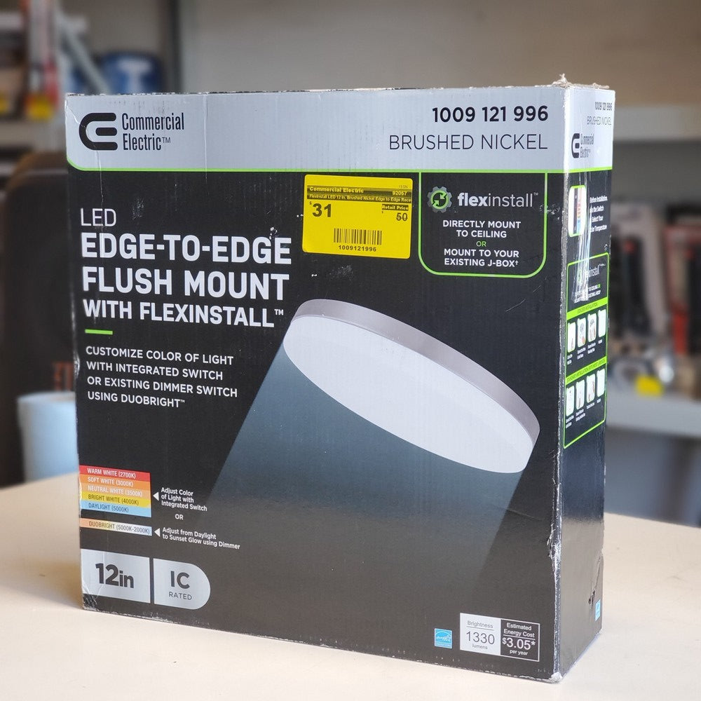 Flexinstall LED 12 in. Brushed Nickel Edge to Edge Recessed Ceiling Light for Home with 5CCT + DuoBright Dimming (92057) Flexinstall LED 12 in. Brushed Nickel Edge to Edge Recessed Ceiling Light for Home with 5CCT + DuoBright Dimming (92057)
